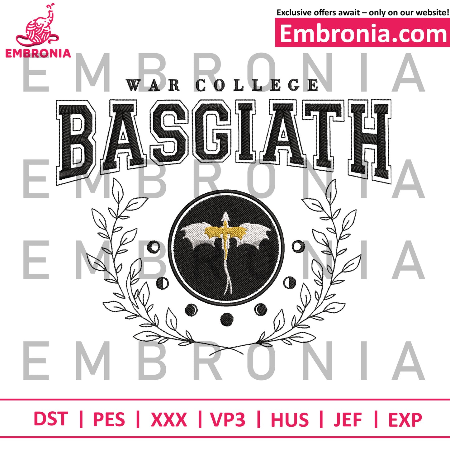 Basgiath embroidery, fourth wing embroidery, rider jacket embroidery