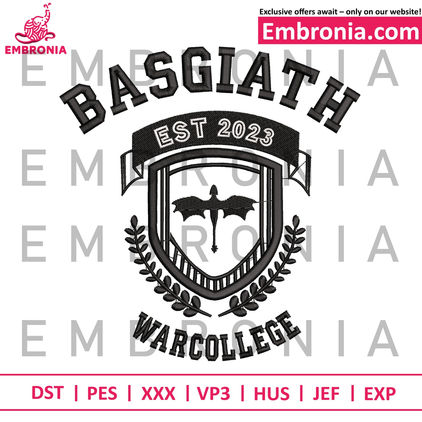 Basgiath logo embroidery