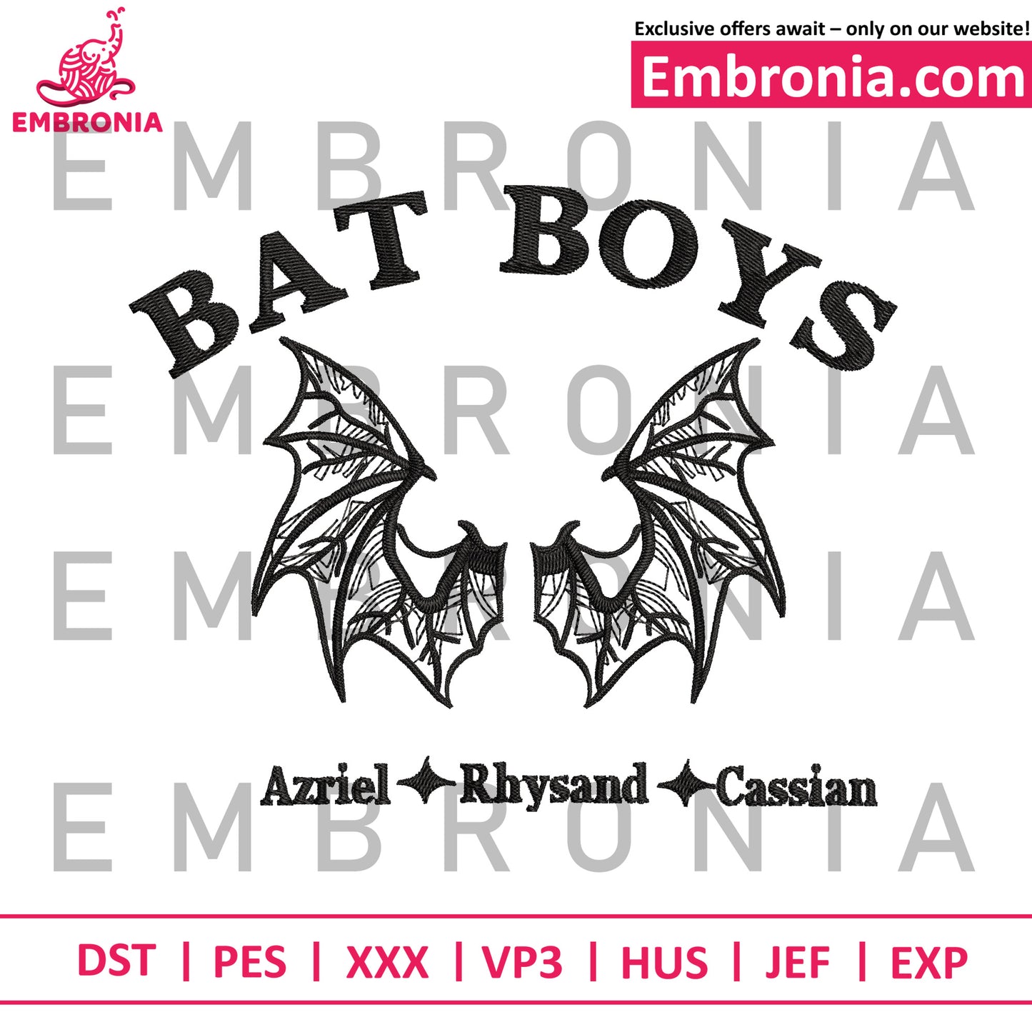 Bat boys embroidery