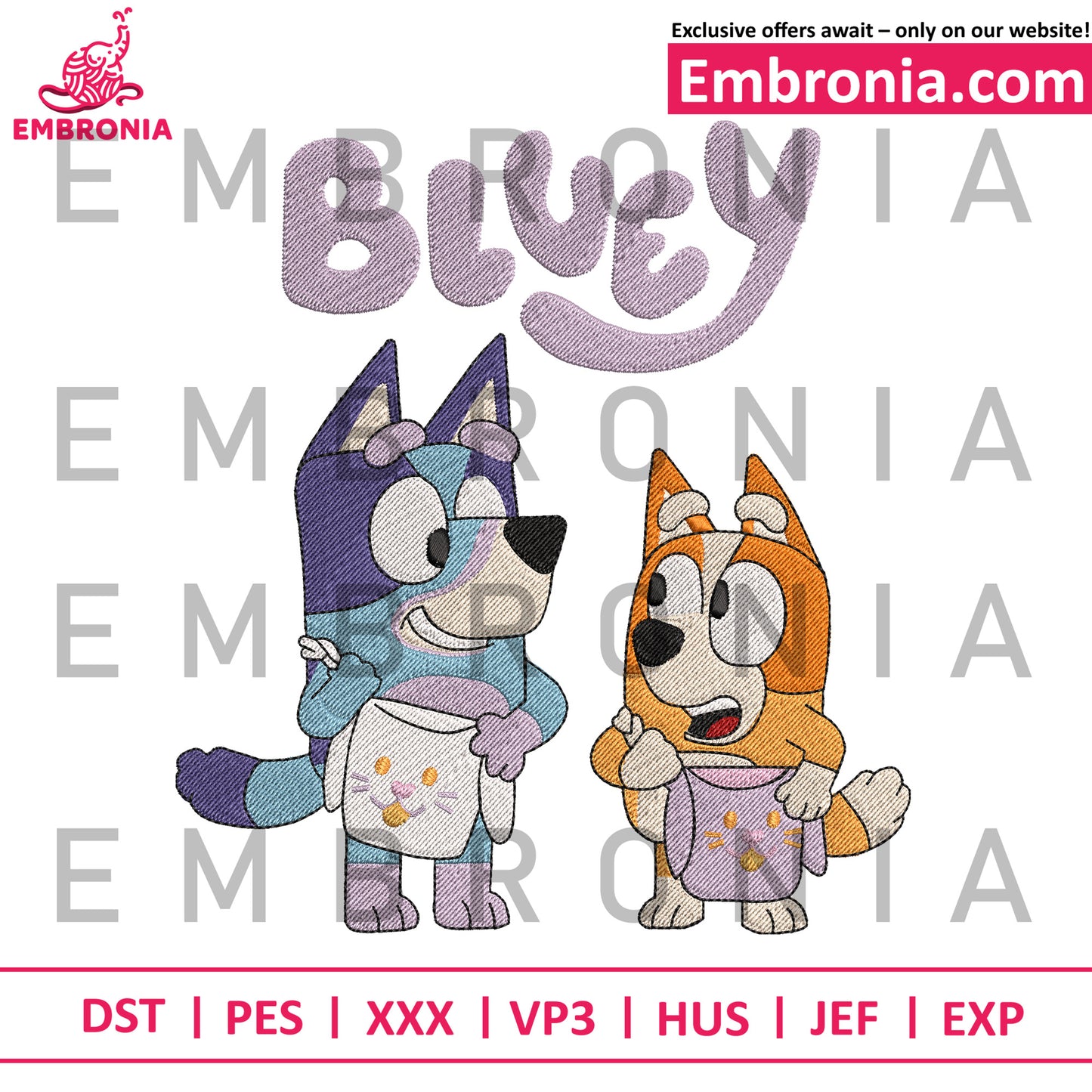 Bluey bingo design embroidery