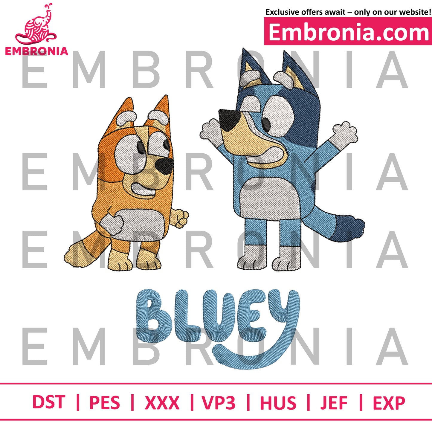 Bluey bingo embroidery