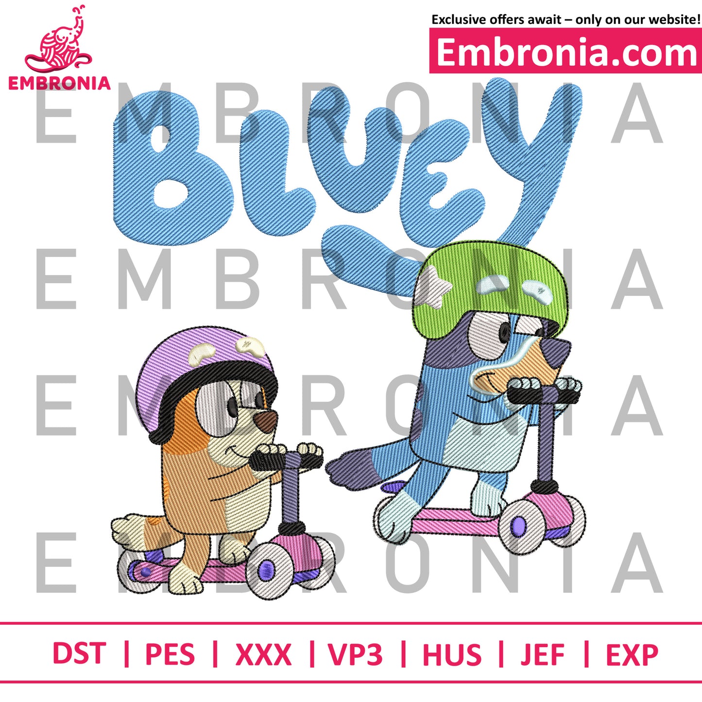 Bluey bingo playing embroidery