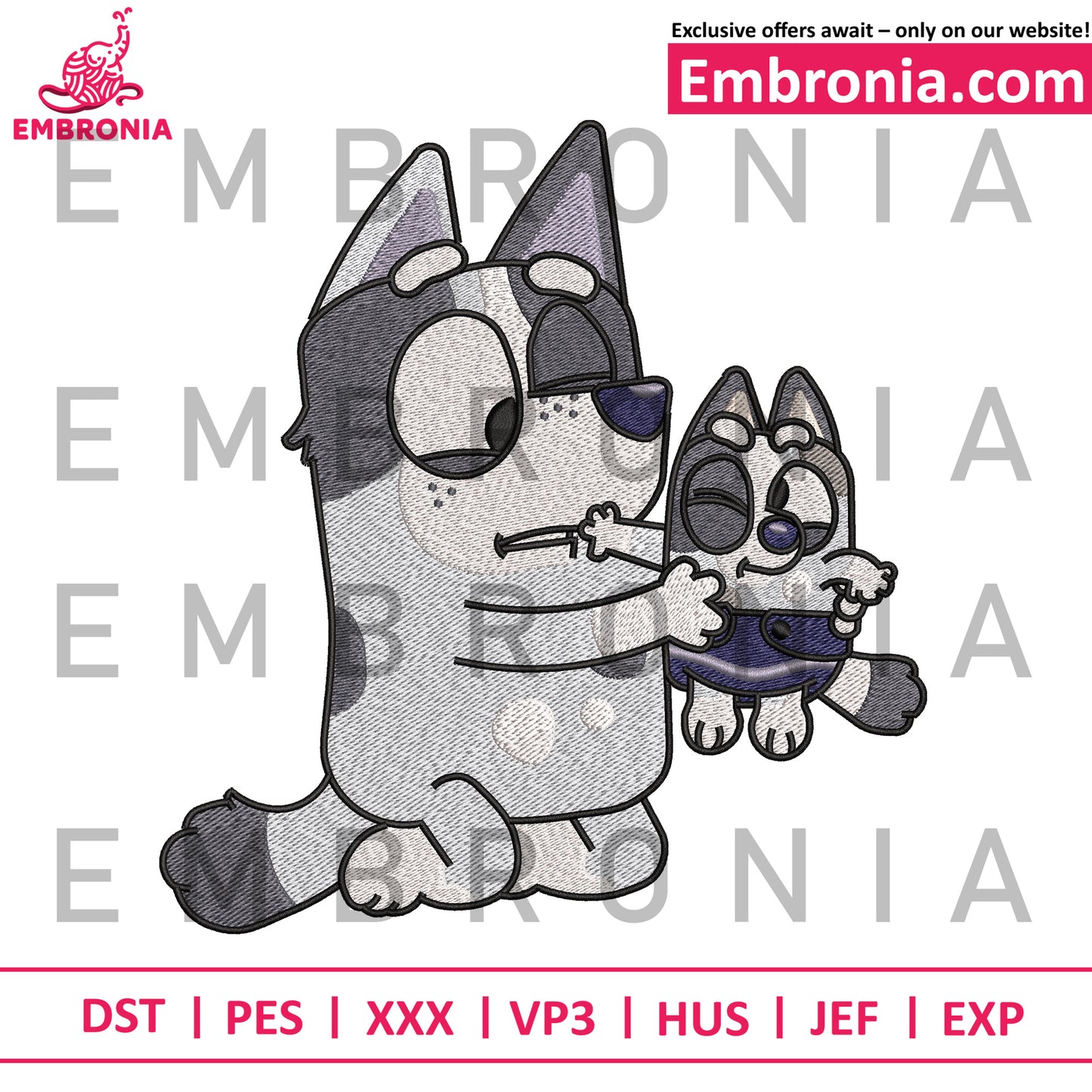 Bluey dad black and whit