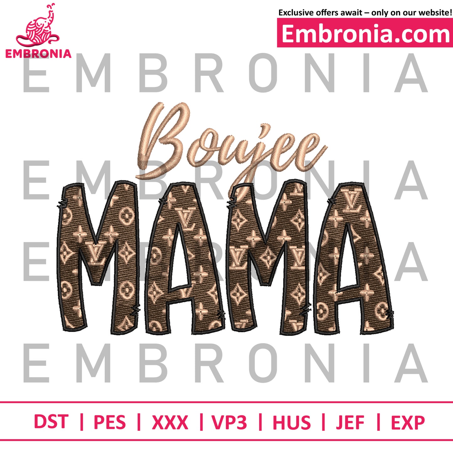 Boujee mama glam embroidery