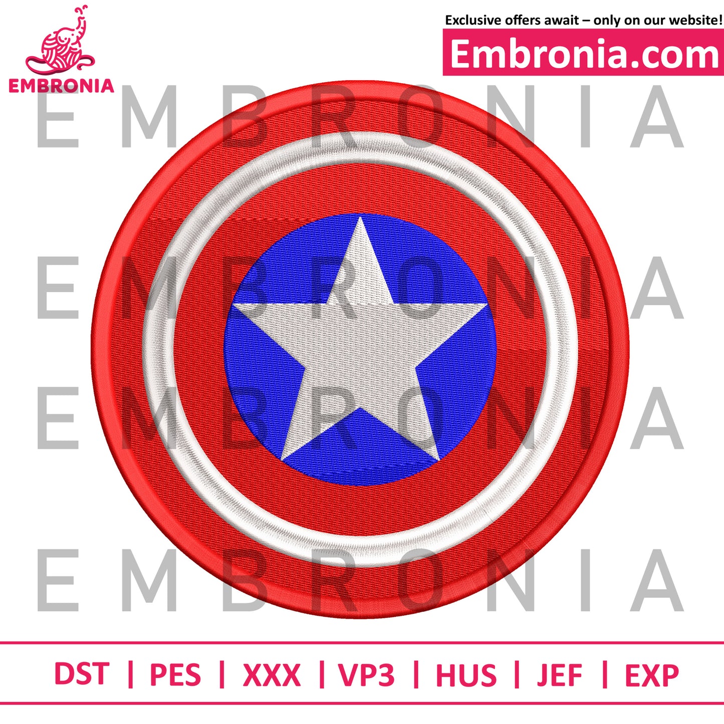 Captain america shield embroidery