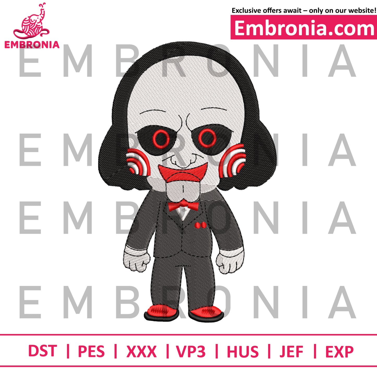 Chibi jig saw embroidery design