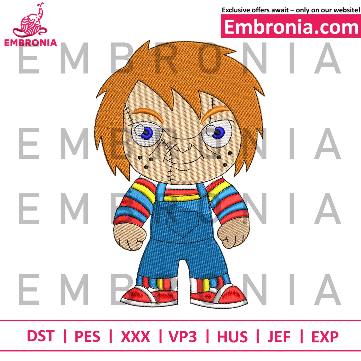 Chucky chibi embroidery