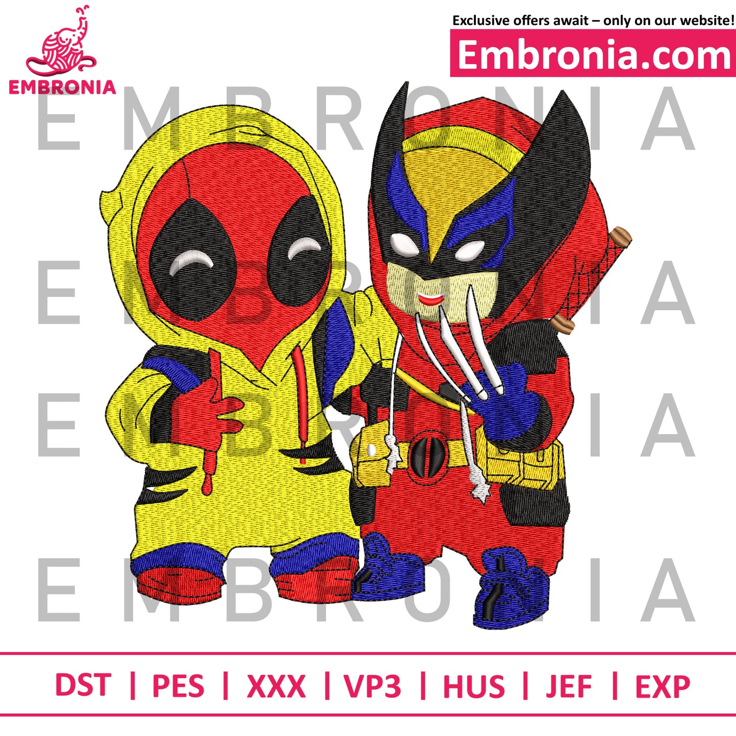 Deadpool and wolverine embroidery