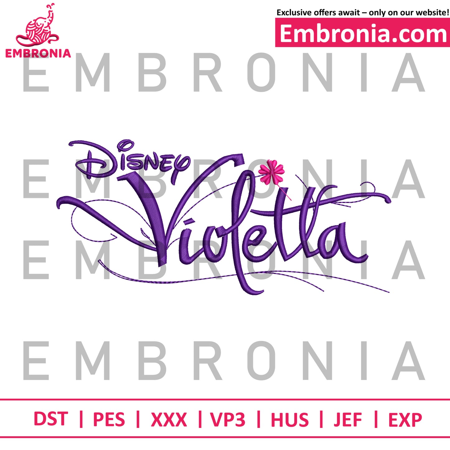 Disney Violetta logo embroidery design
