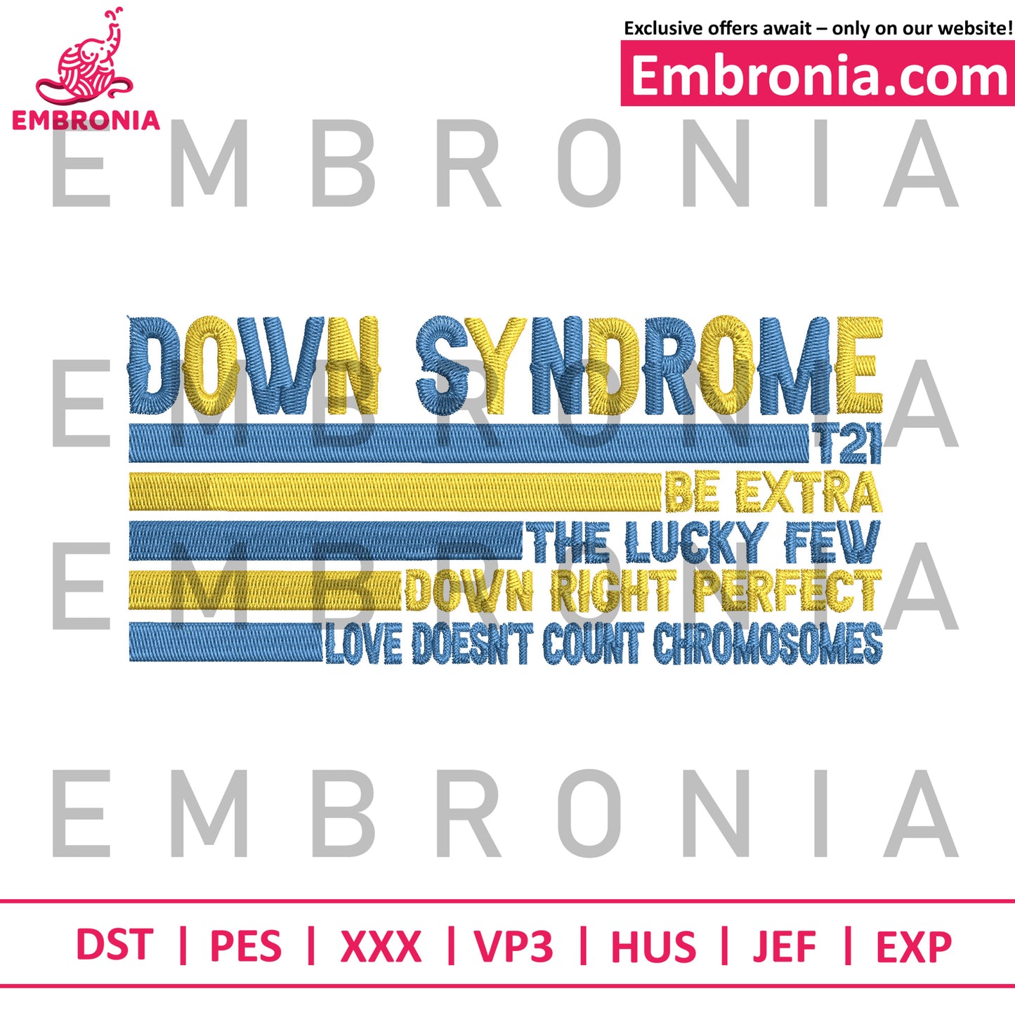 Down syndrome embroidery
