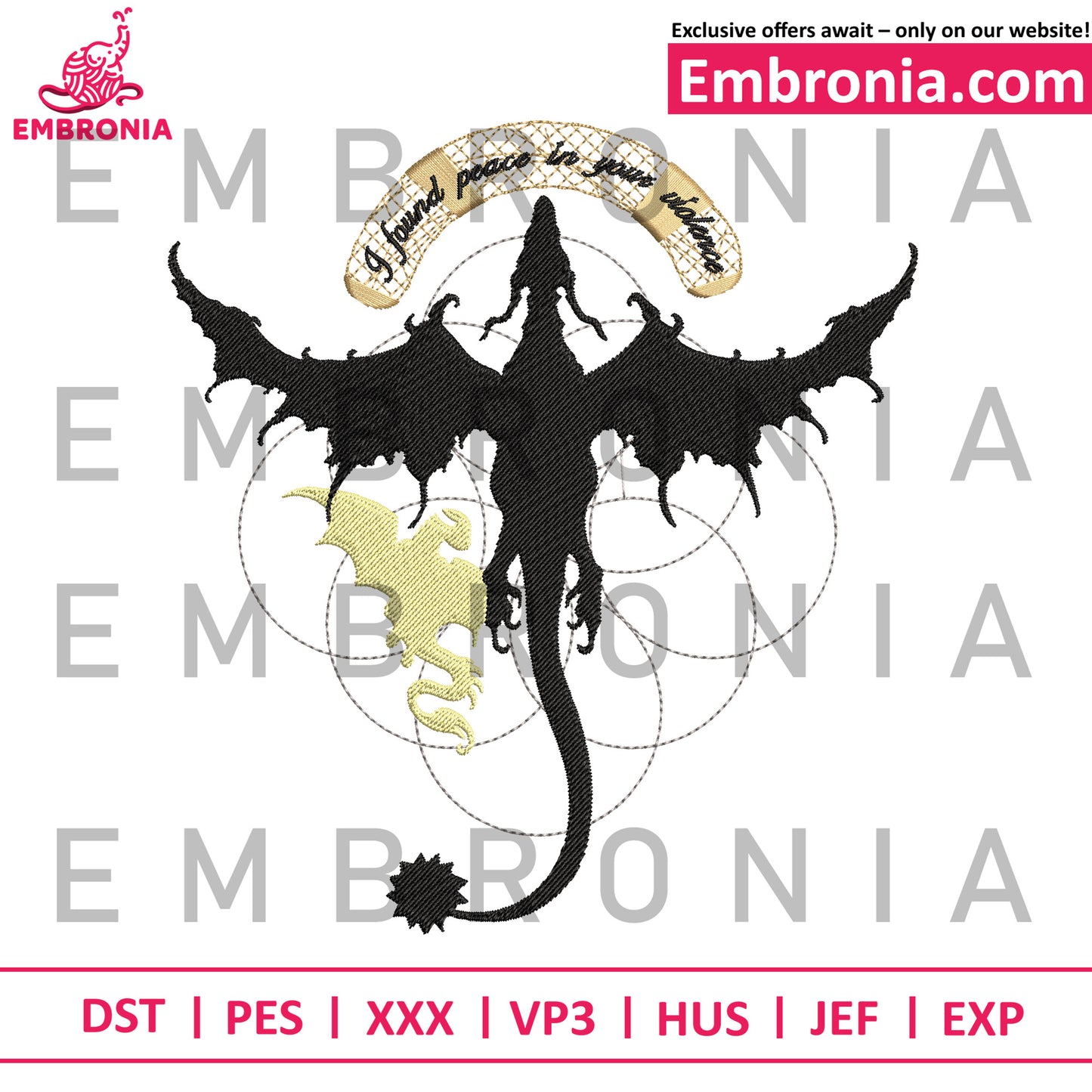 Dragon design tribal embroidery