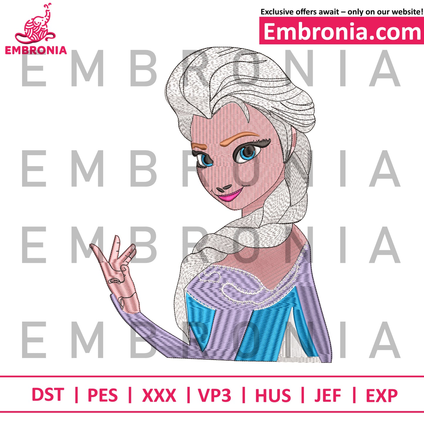Elsa princess disney embroidery