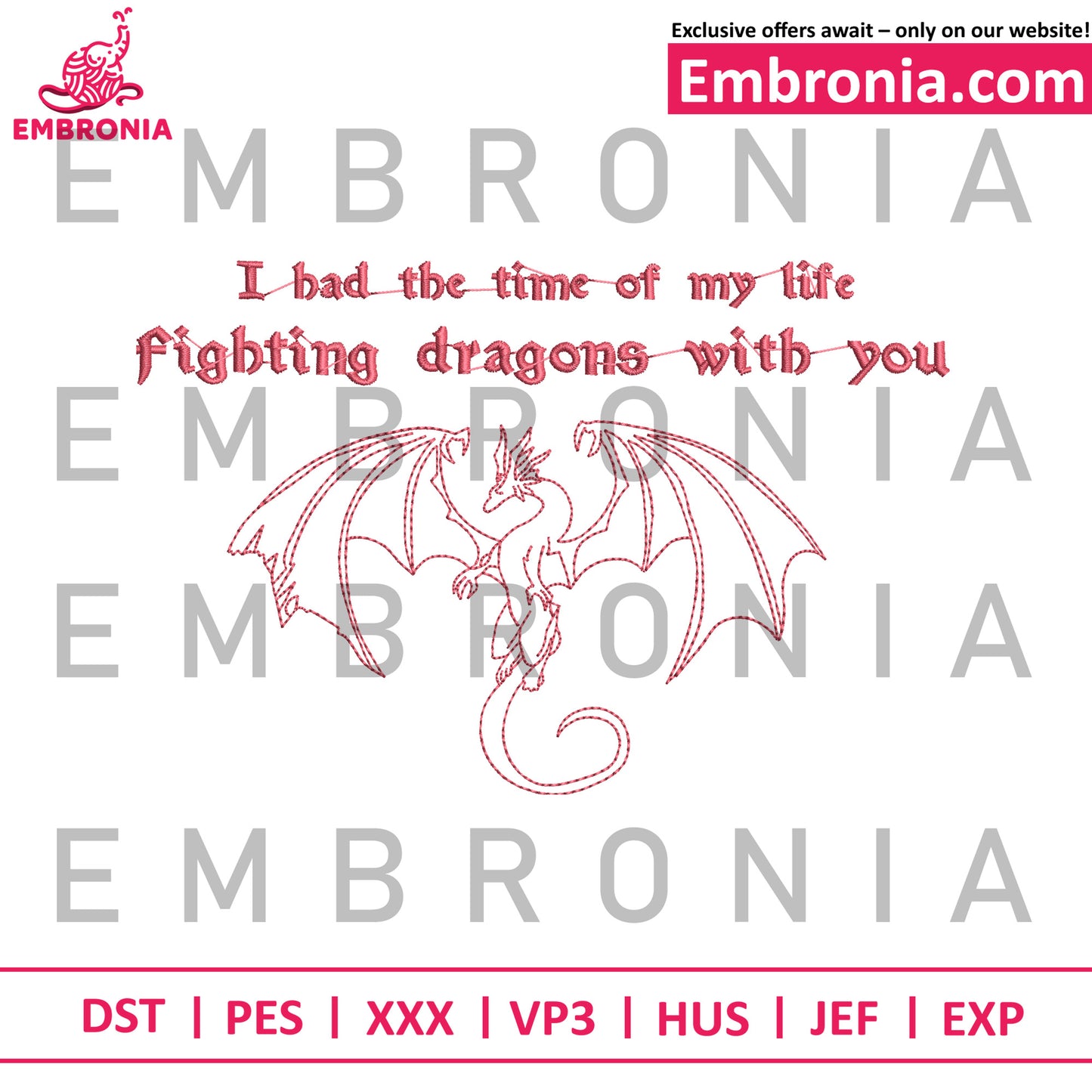 Fighting dragon fire embroidery