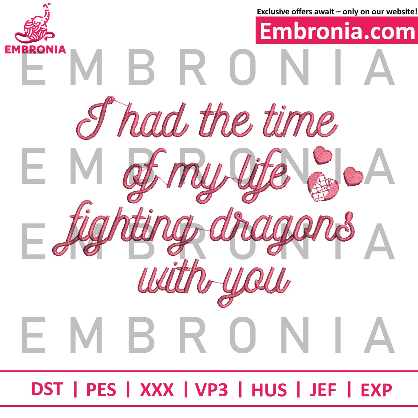 Fighting dragon with you epic embroidery