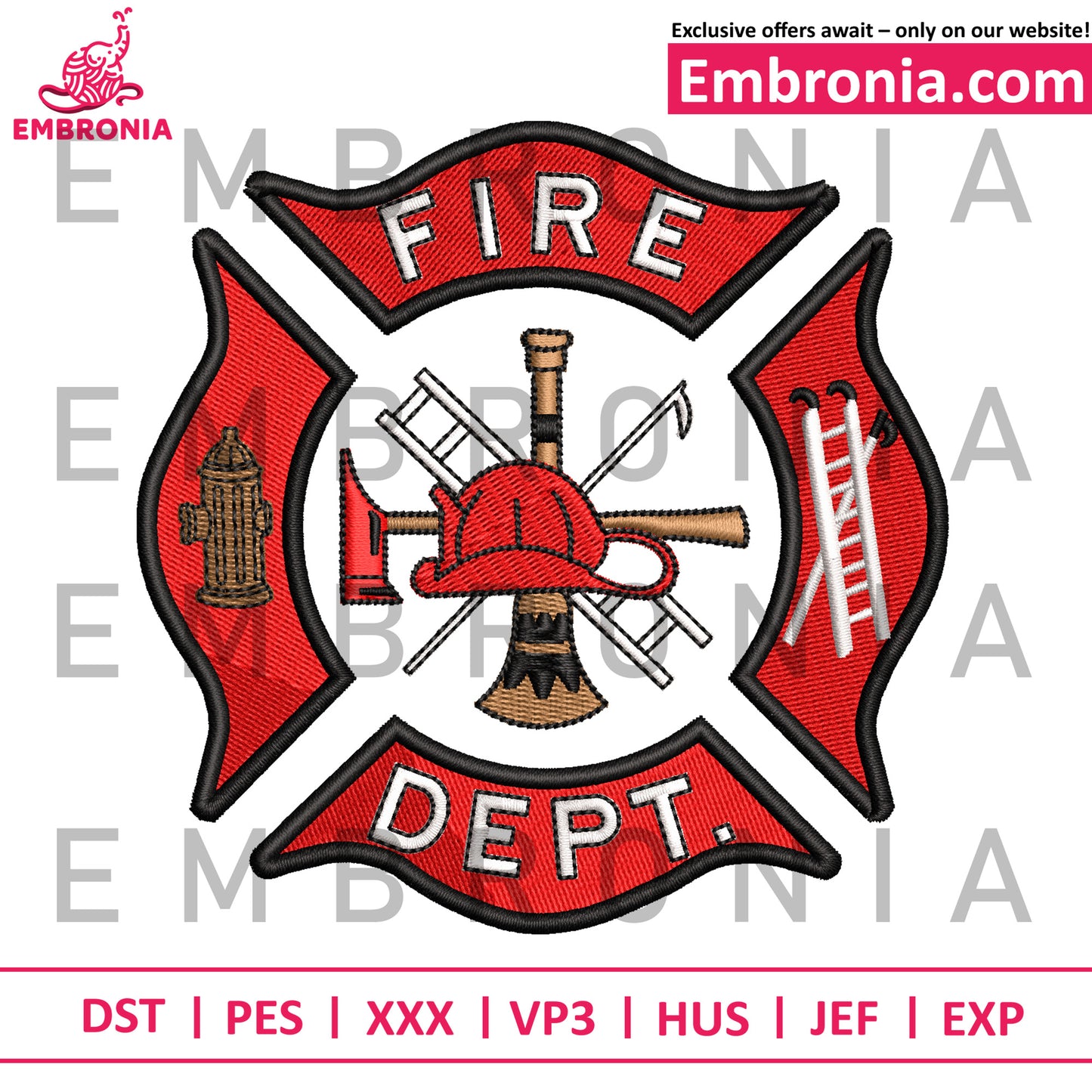Fire dept rescue embroidery