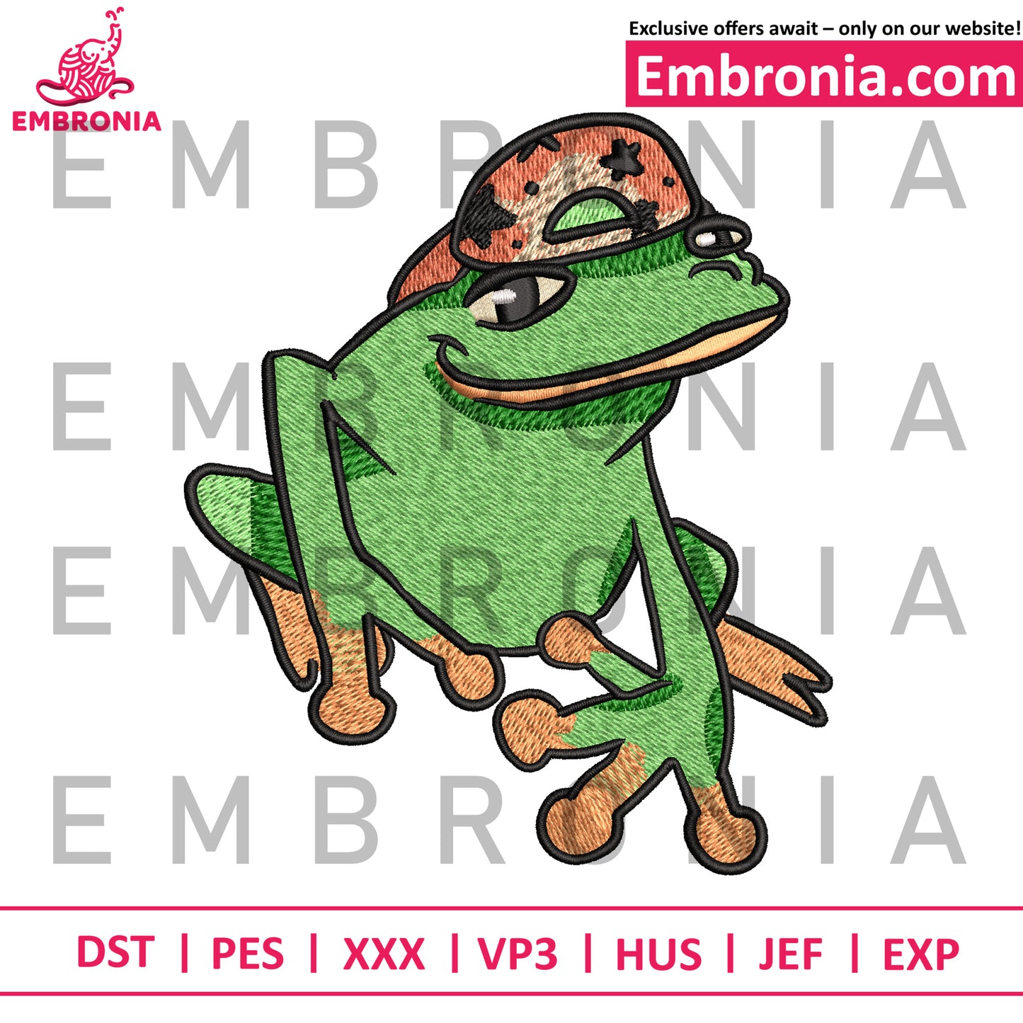 Froge meme embroidery