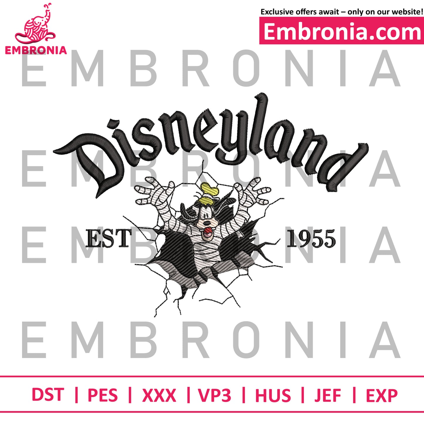 Goofy mummy embroidery