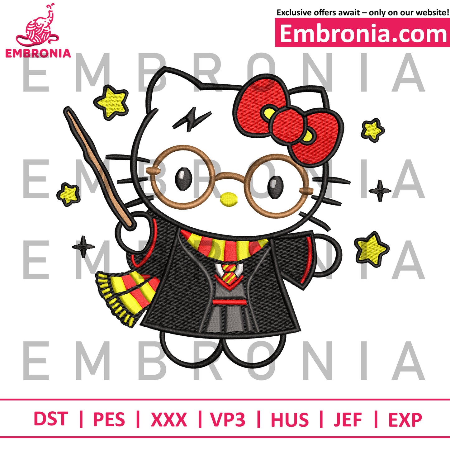 Harry potter kitty embroidery