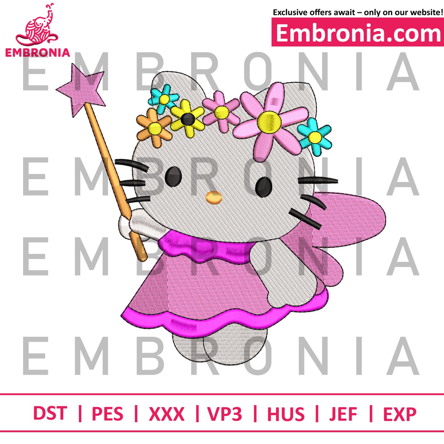 Hello kitty sticker embroidery