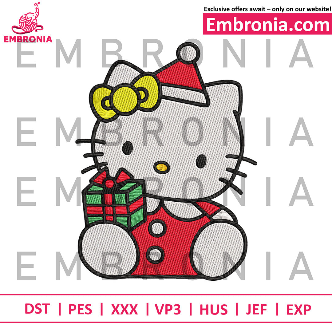 Hello kitty chrismas embroidery
