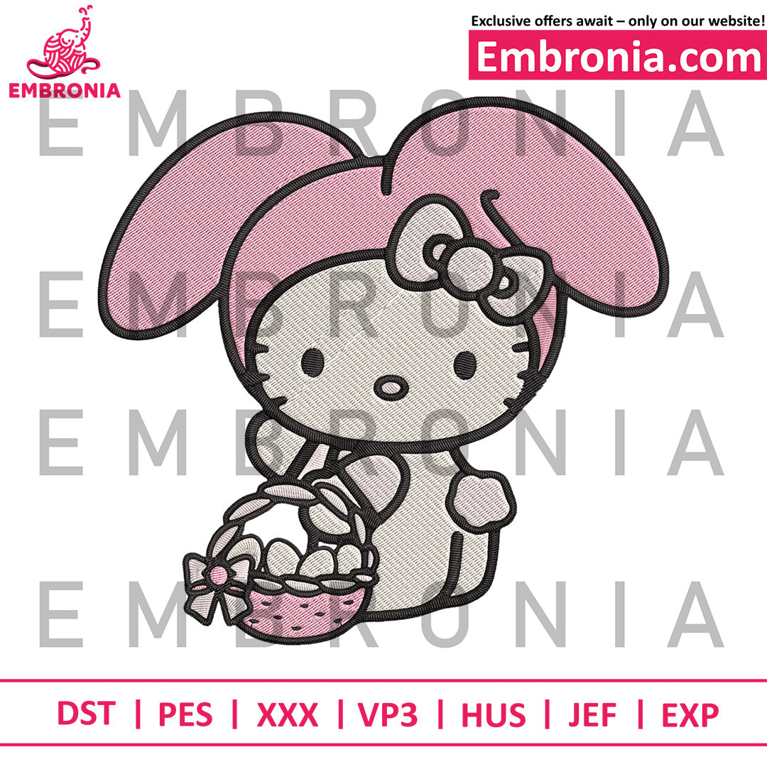 Hello kitty easter embroidery