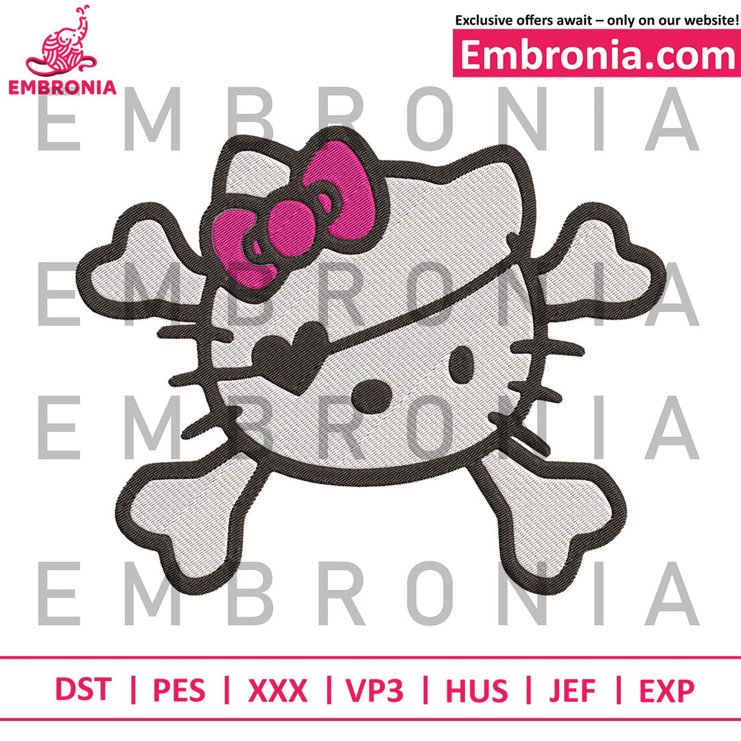 Hello kitty pirate logo embroidery,