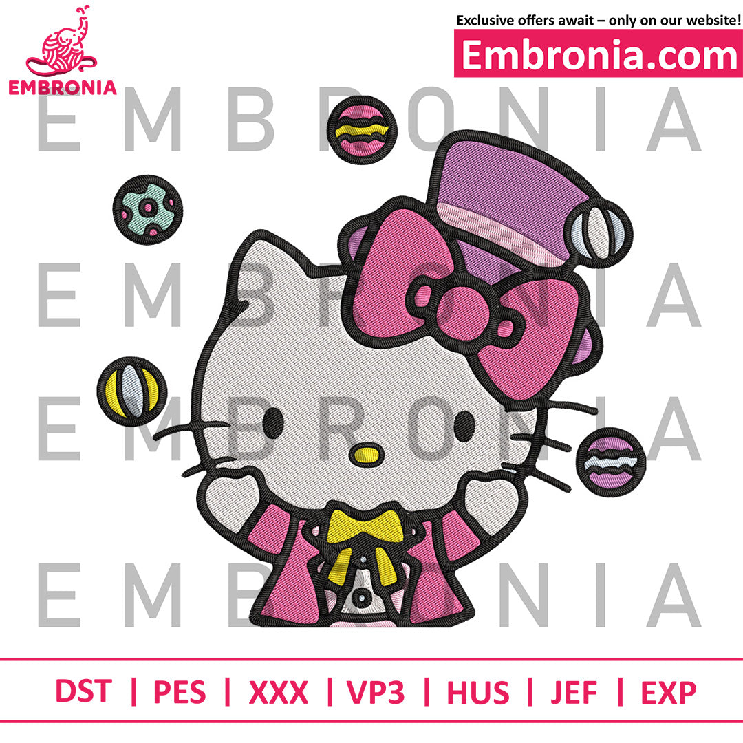 Hello kitty peeker embroidery