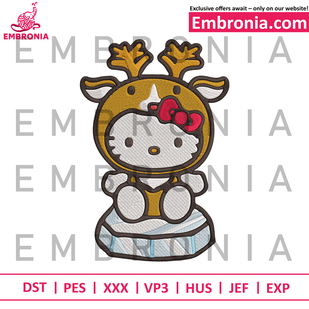 Hello kitty reineer embroidery