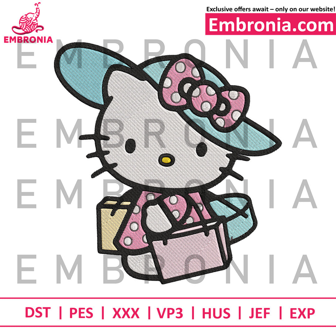 Hello kitty shopping embroidery