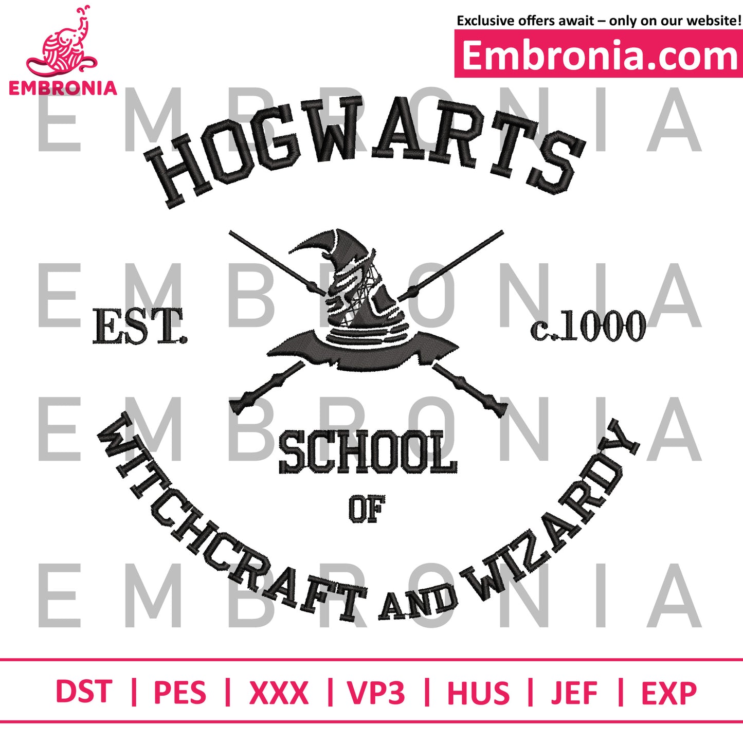 Hogwarts school embroidery