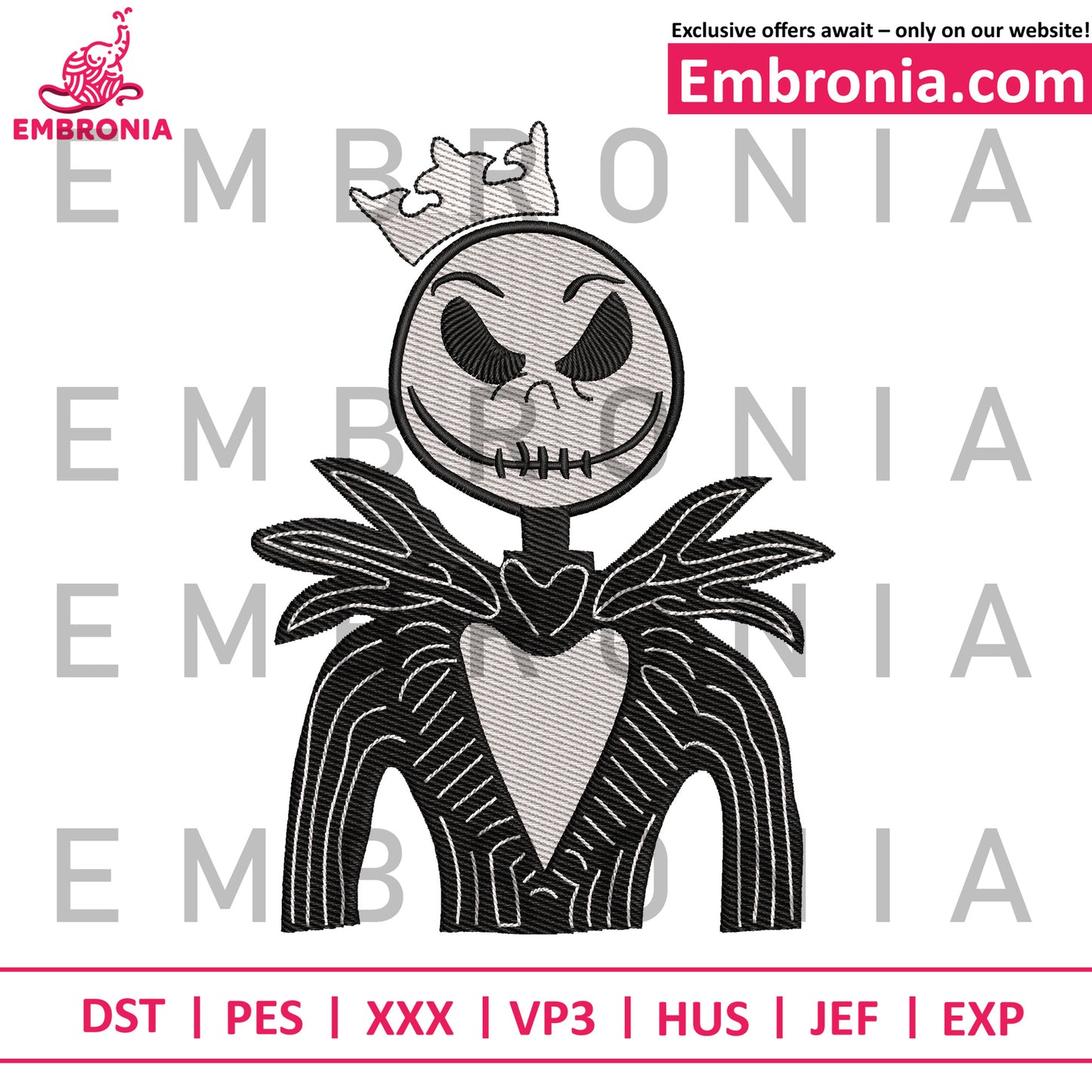 Horror jack embroidery design