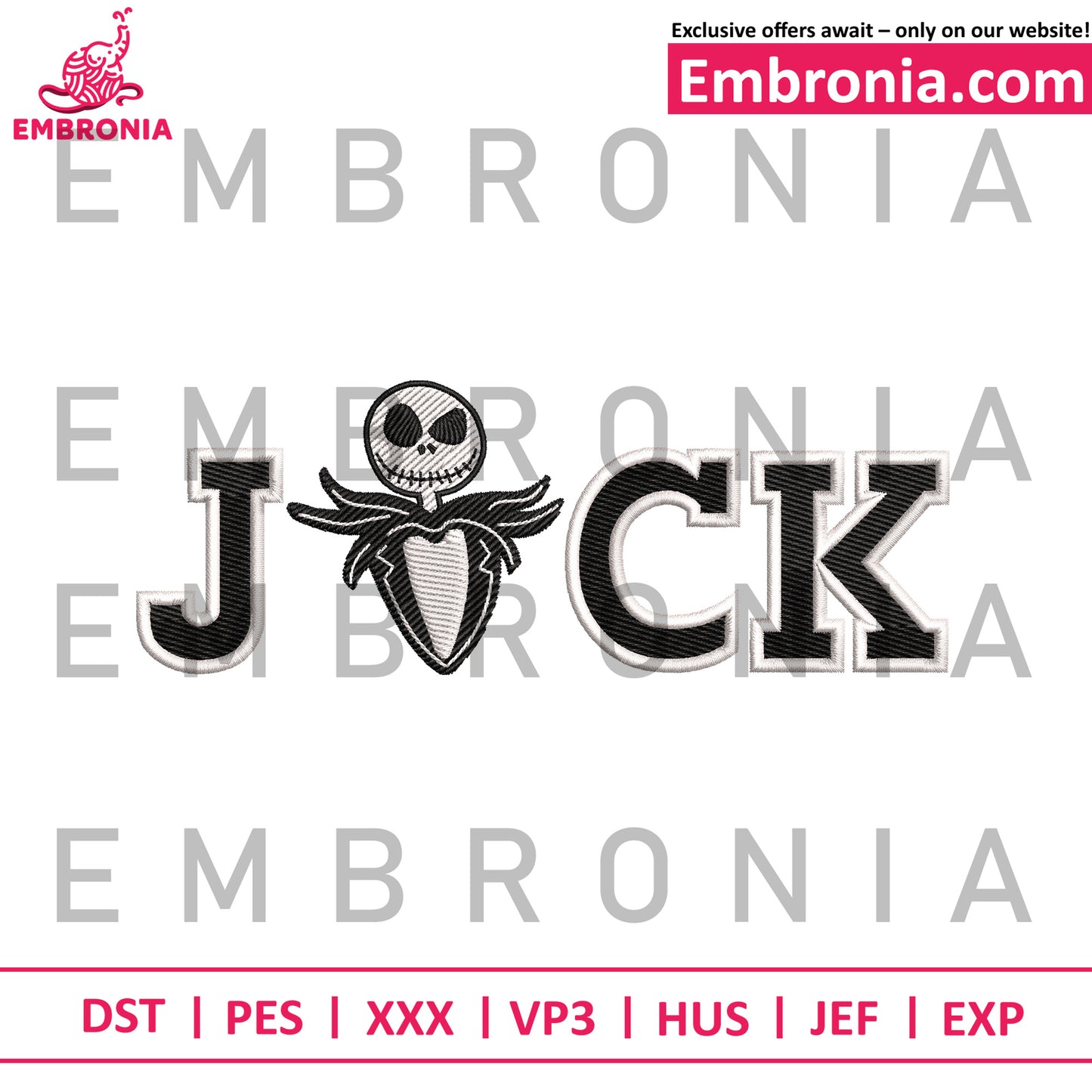 Horror jack name embroidery design