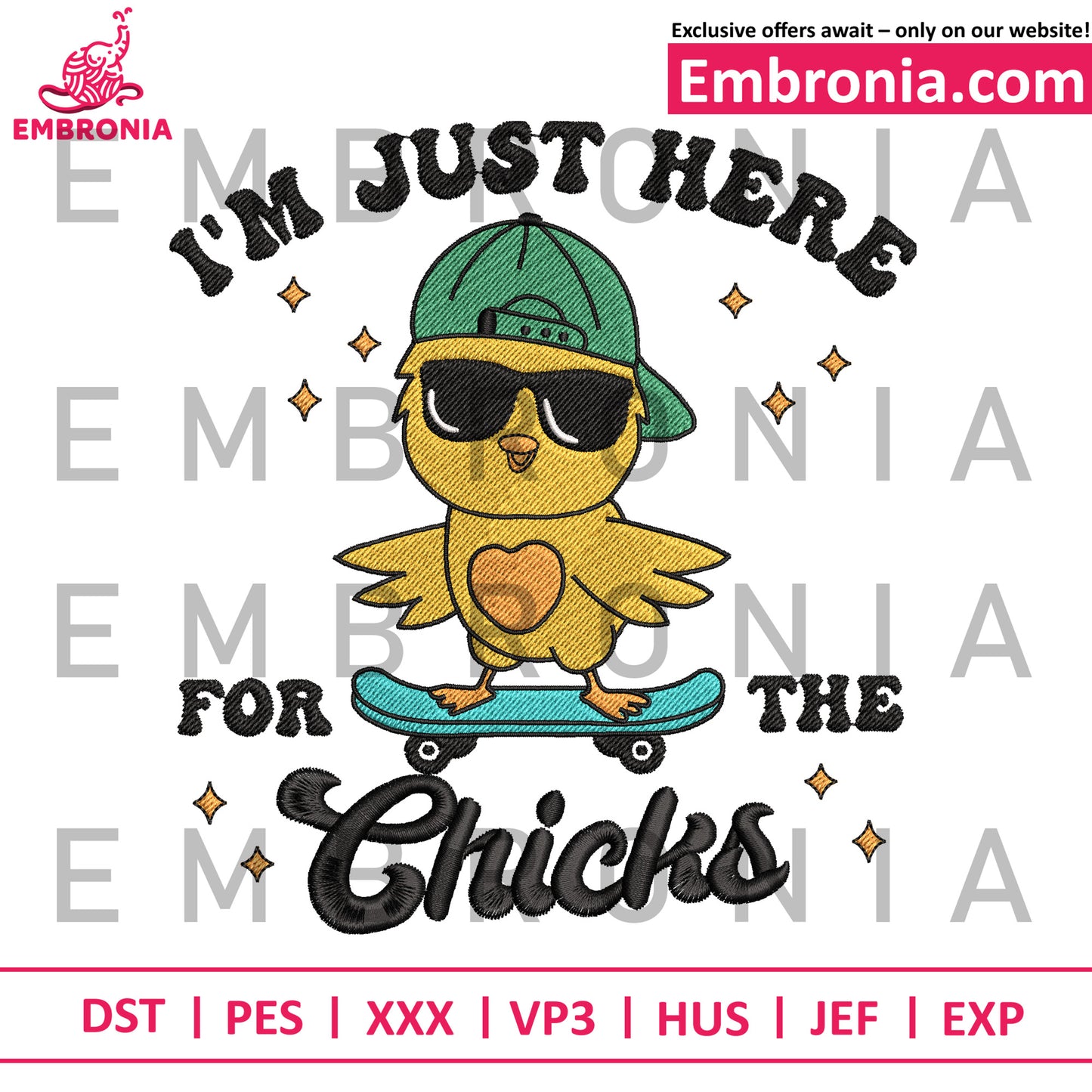 Im just here embroidery