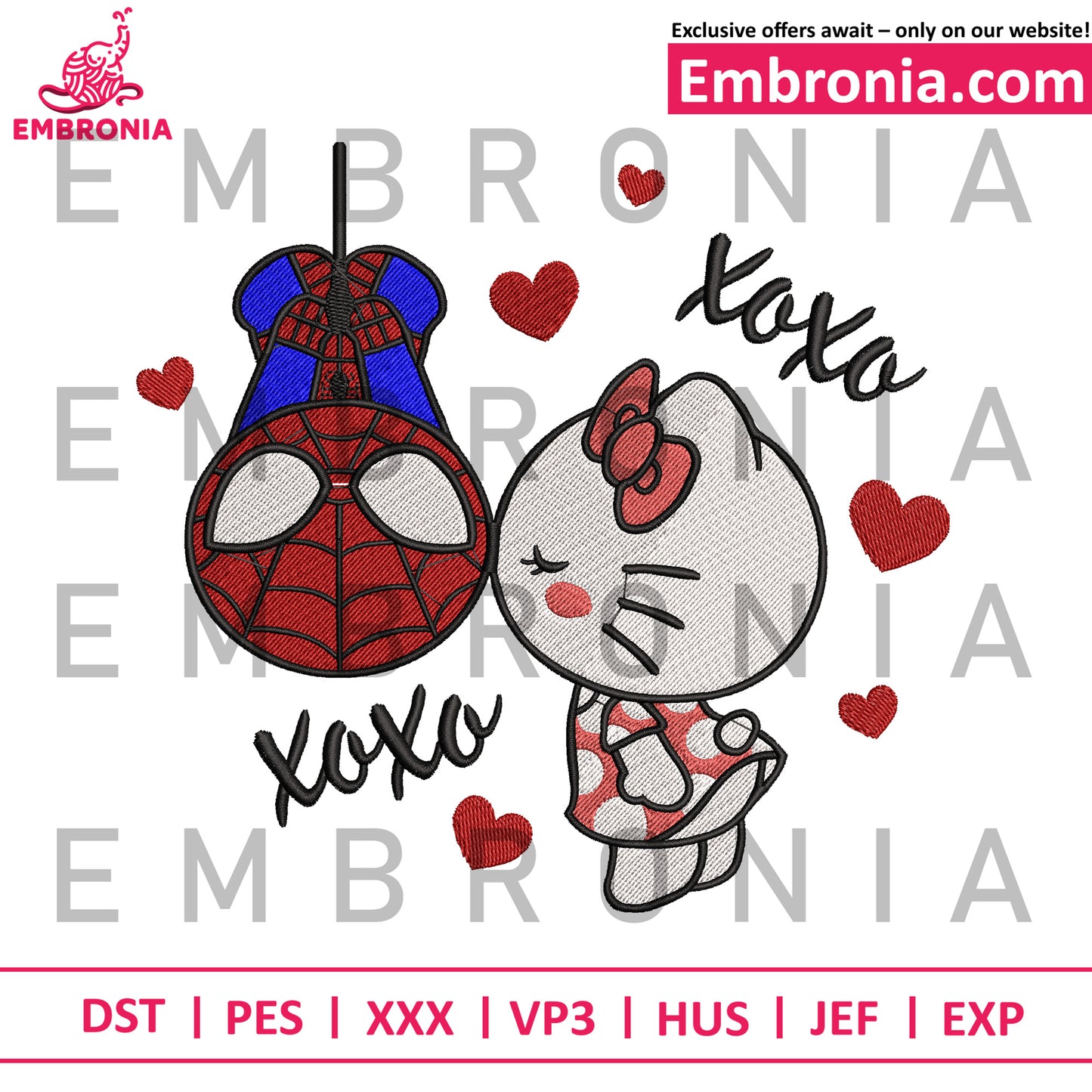 Kitty spiderman embroidery