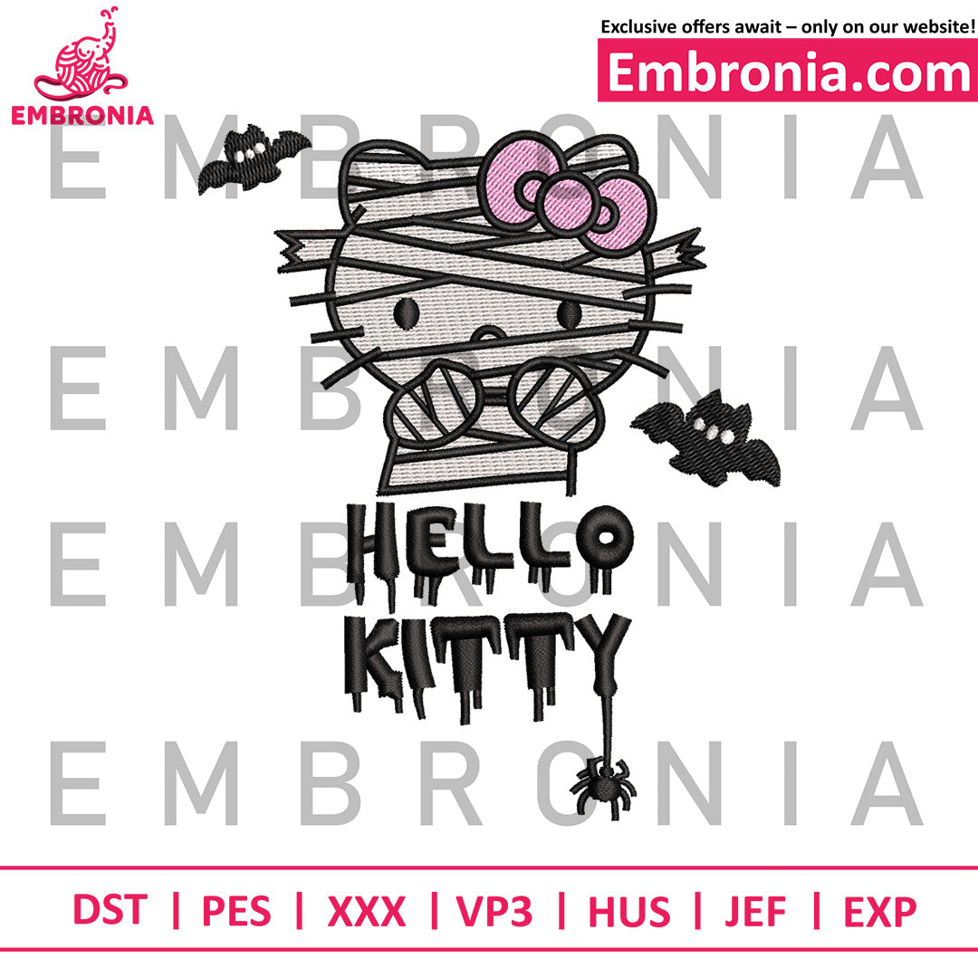 Ktitty halloween embroidery design