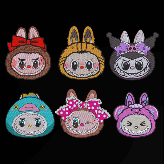 Labubu Face Embroidery Bundle, Labubu Monster Embroidery Design