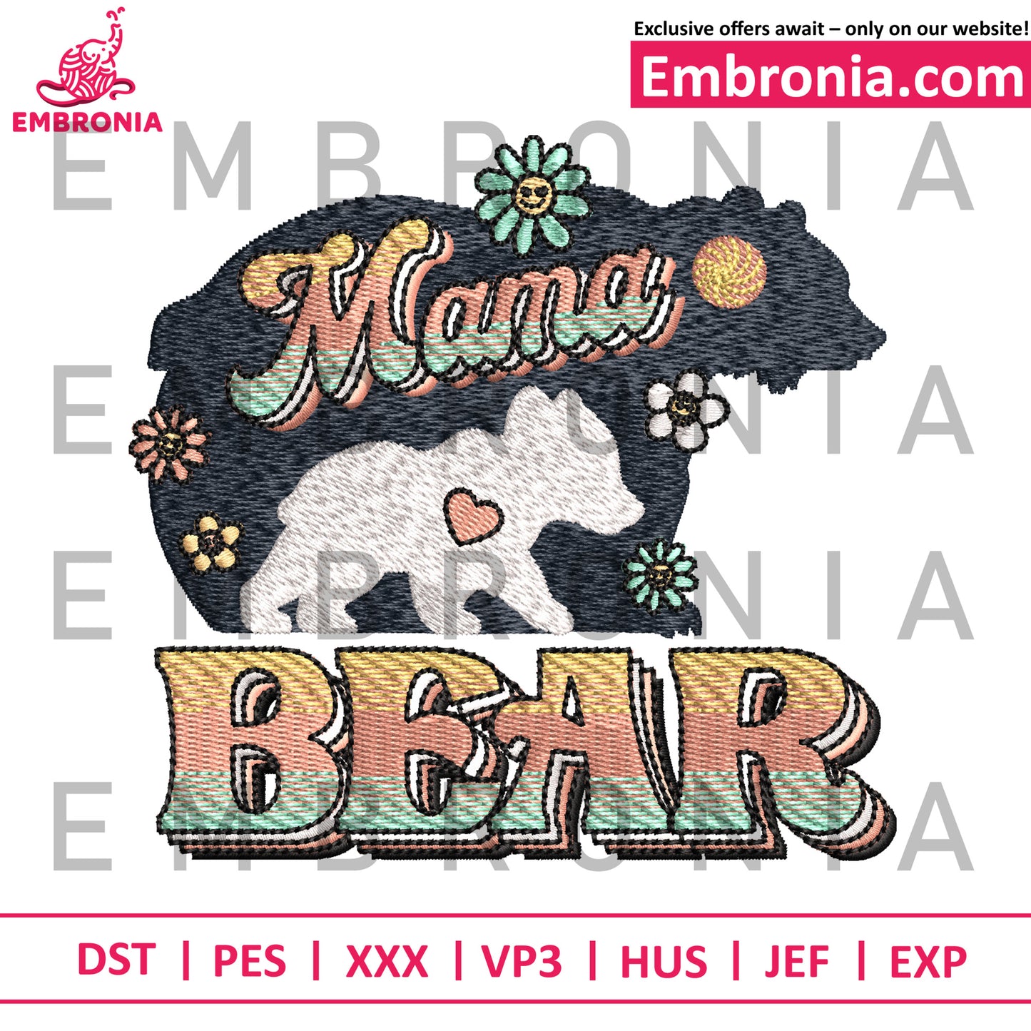 Mama bear embroidery