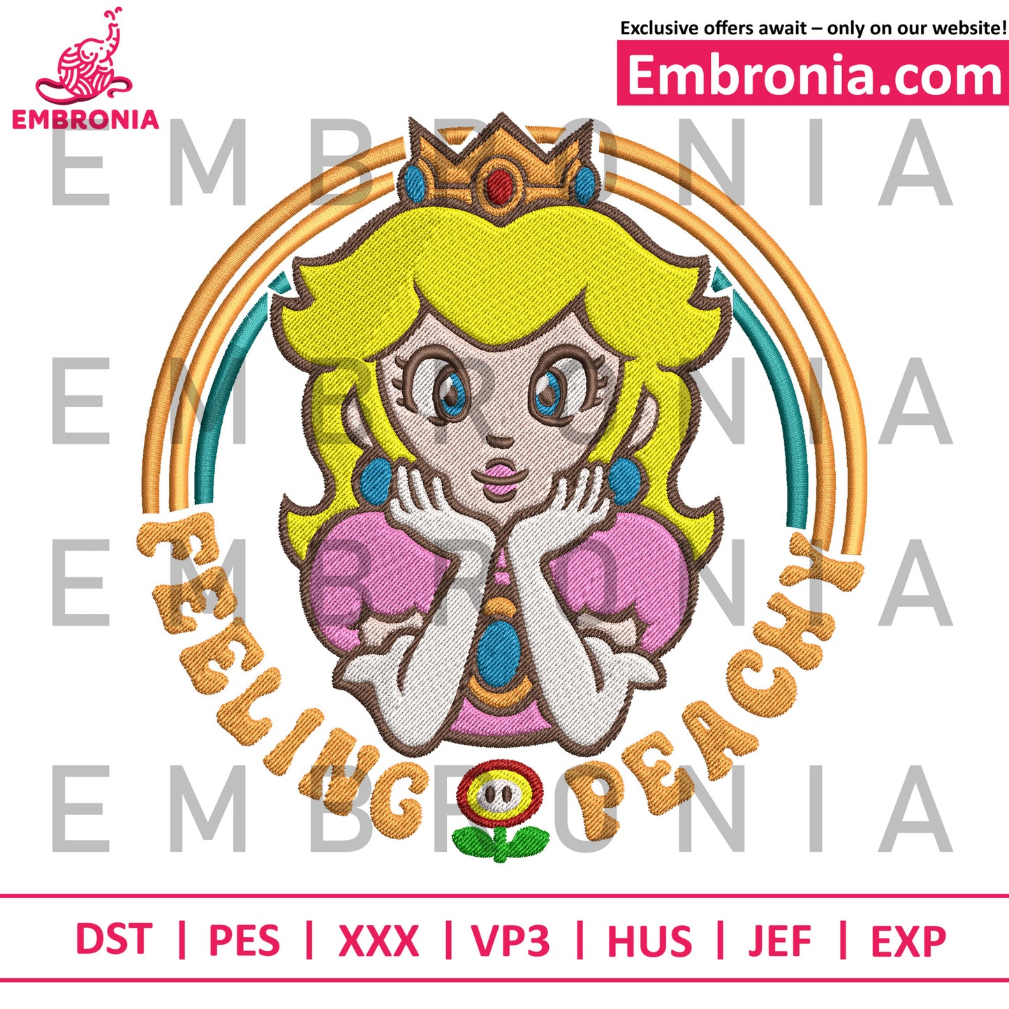 Mario princess embroidery, mario characters embroidery, funny mario embroidery