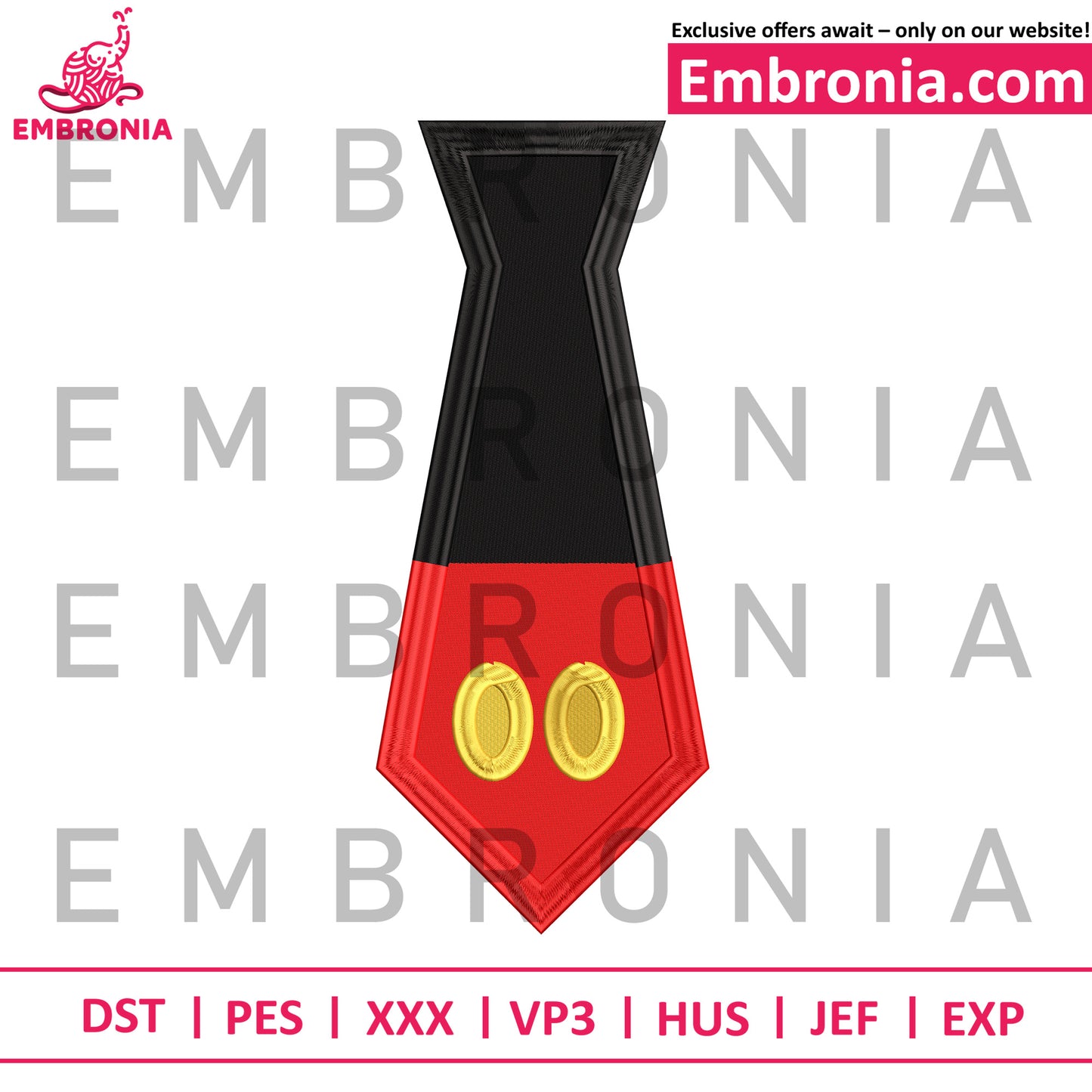 Mickey Tie embroidery