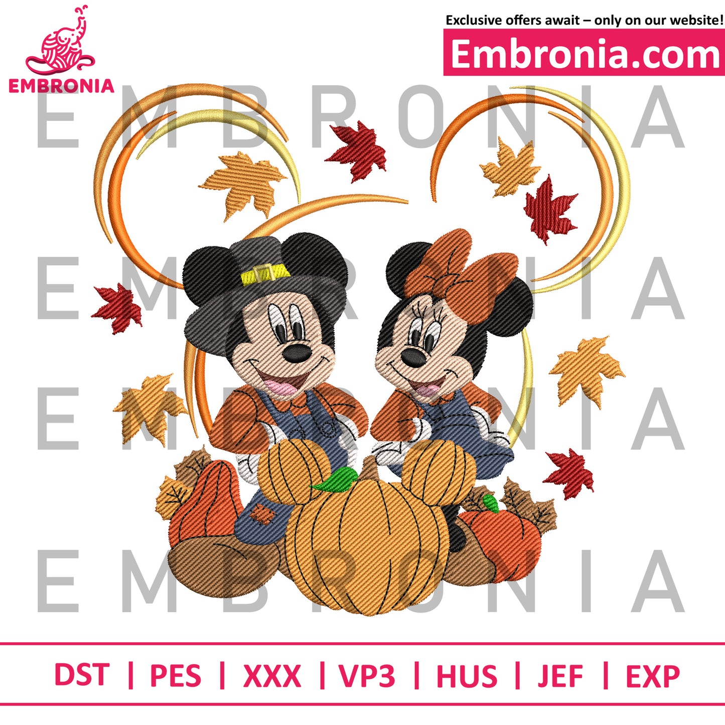 Mickey and minnie halloween embroidery