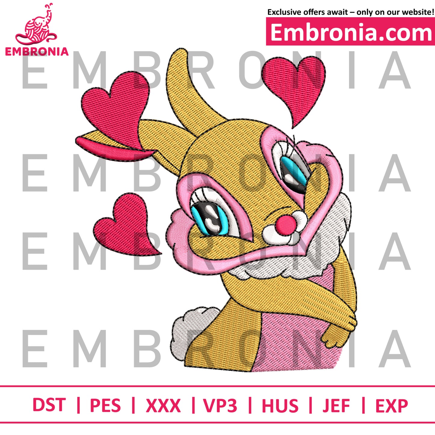 Cute rabbit disney embroidery