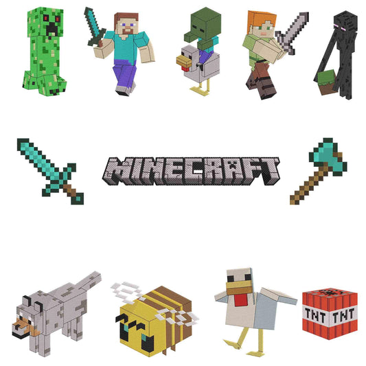 Minecraft Embroidery Design Bundle, Minecraft design bundle