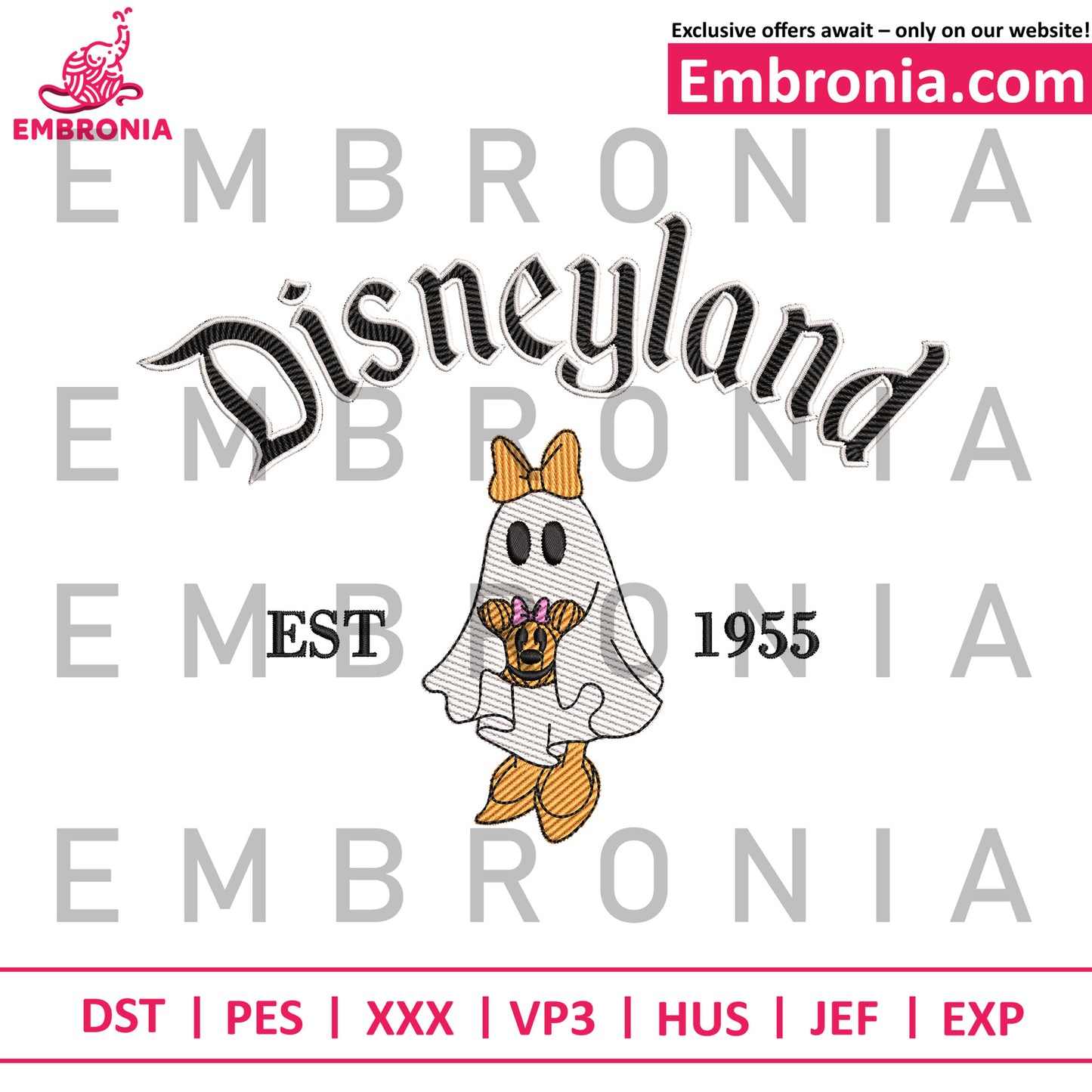 Minnie ghost embroidery