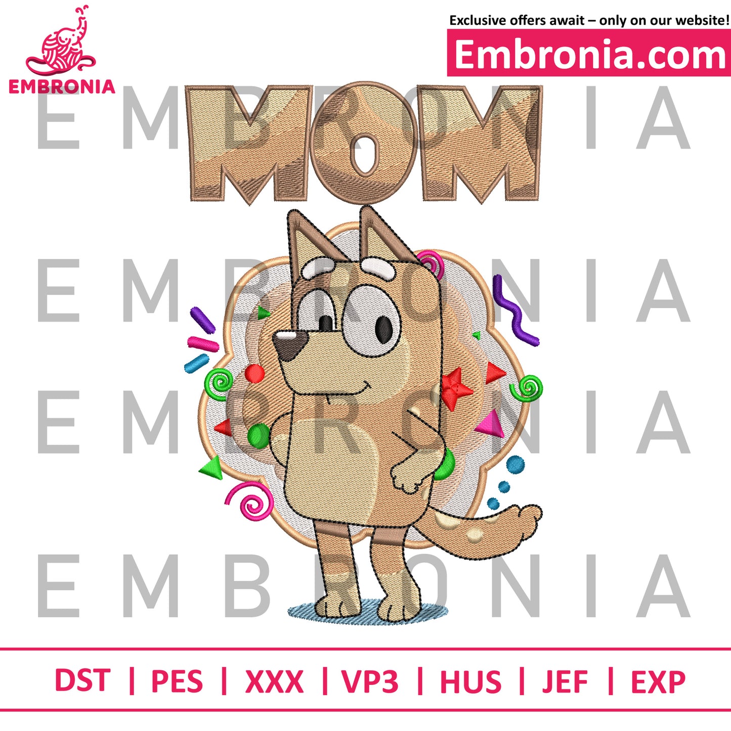 Mom bluey embroidery