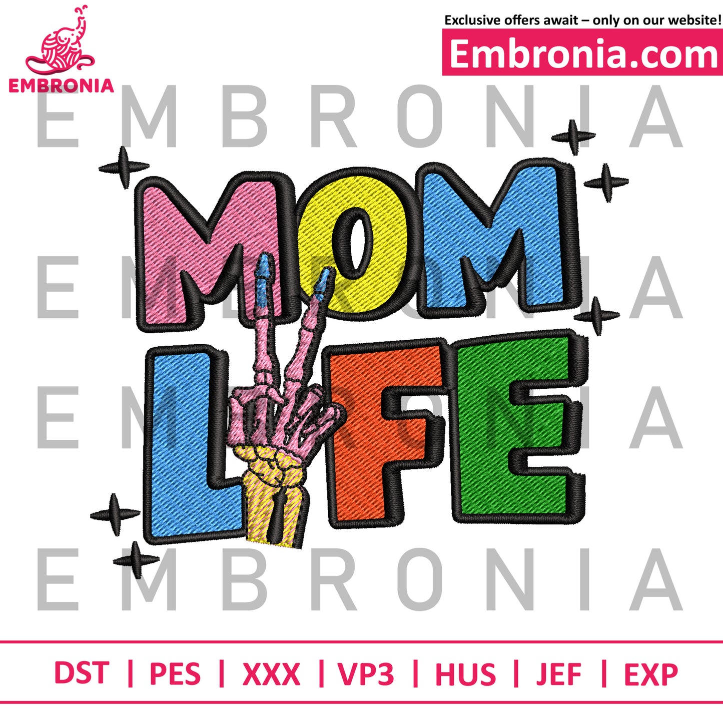 Mom life embroidery