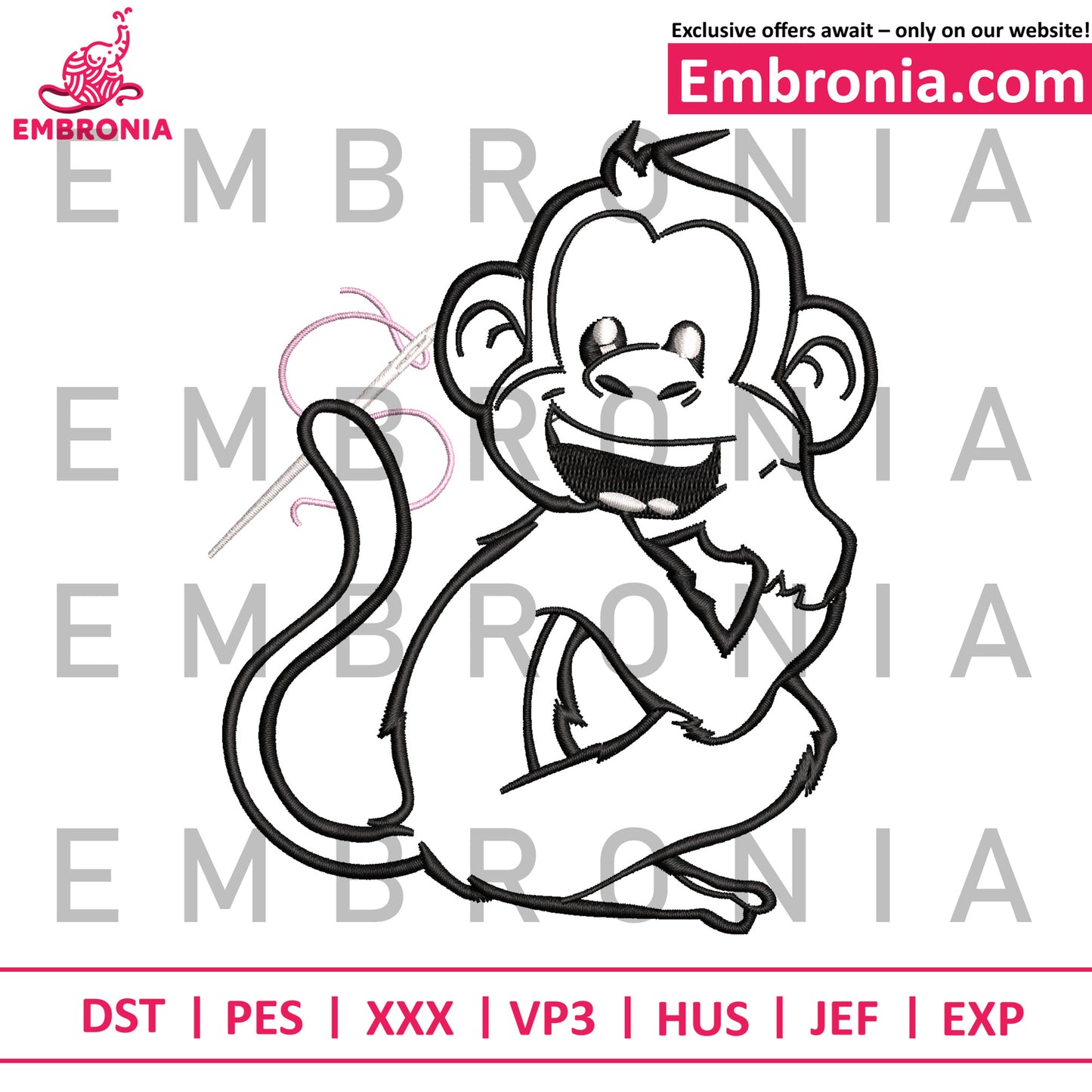 Monkey outline embroidery