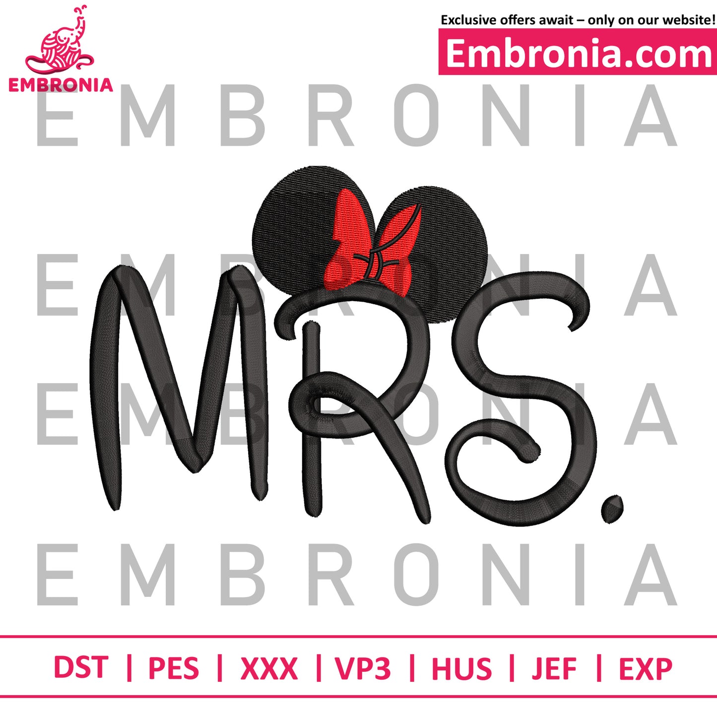 Mrs minnie embroidery design