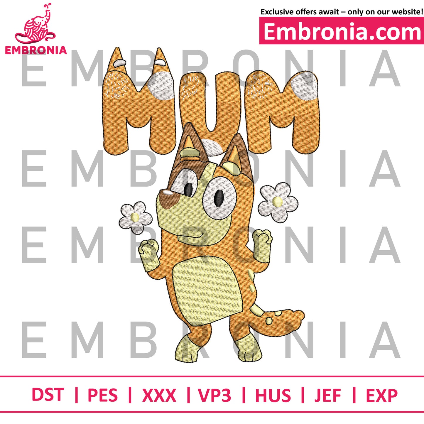 Mum design embroidery