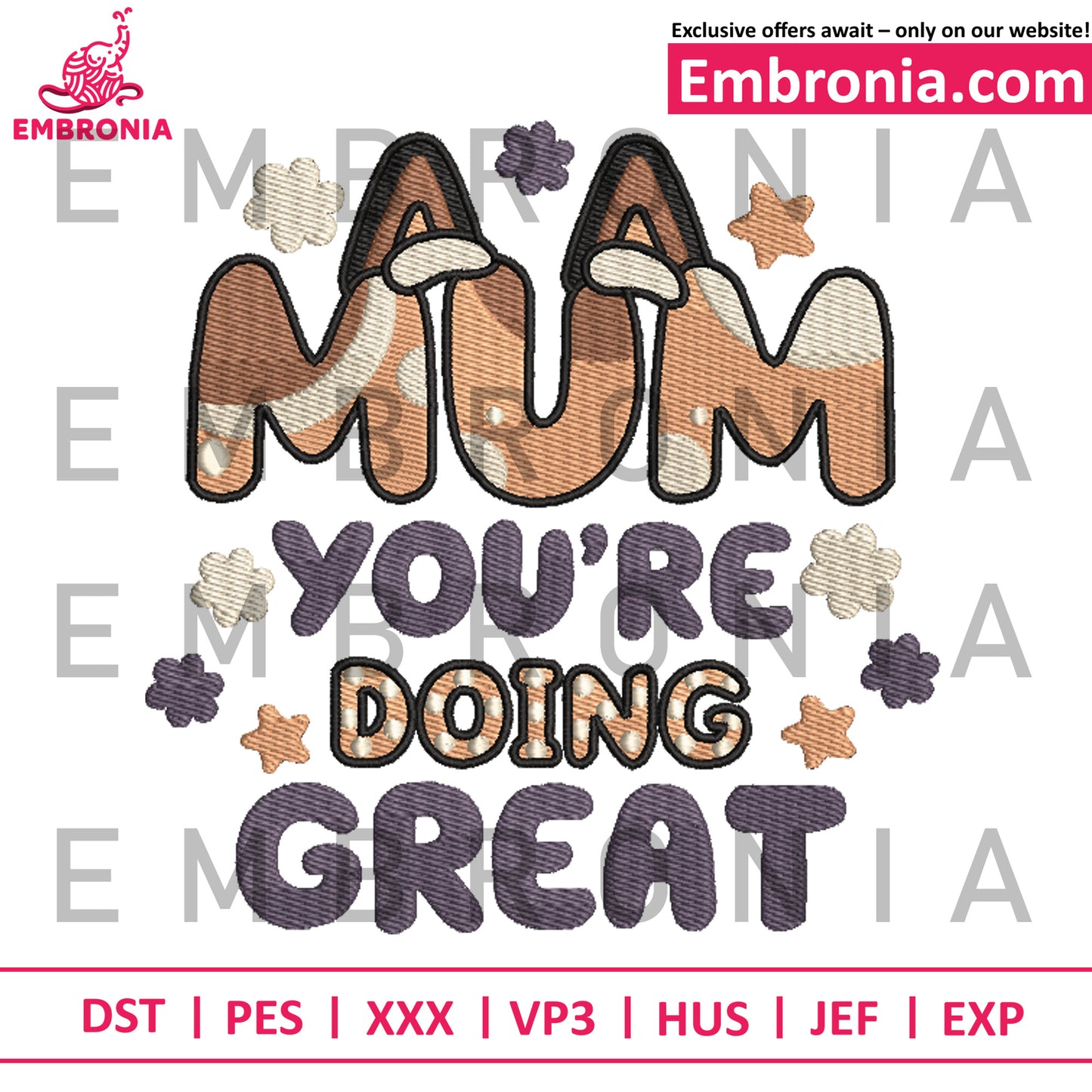 Mum you're doing great embroidery design