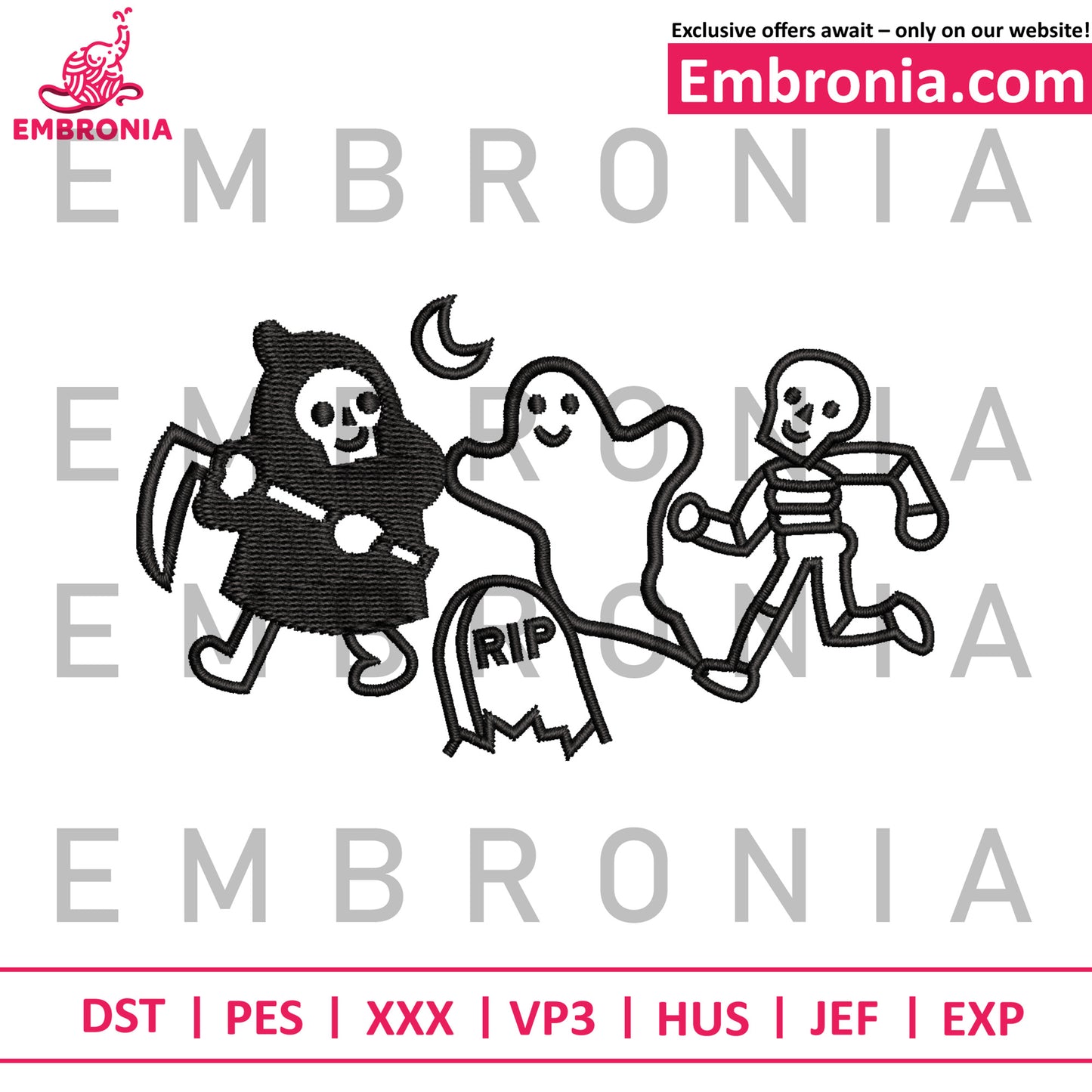 Ouline death embroidery